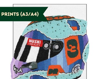 Limitierte Auflage Daniel Ricciardo 2021 Fine Art Helm Giclée Druck von Stickerei Kunstwerk
