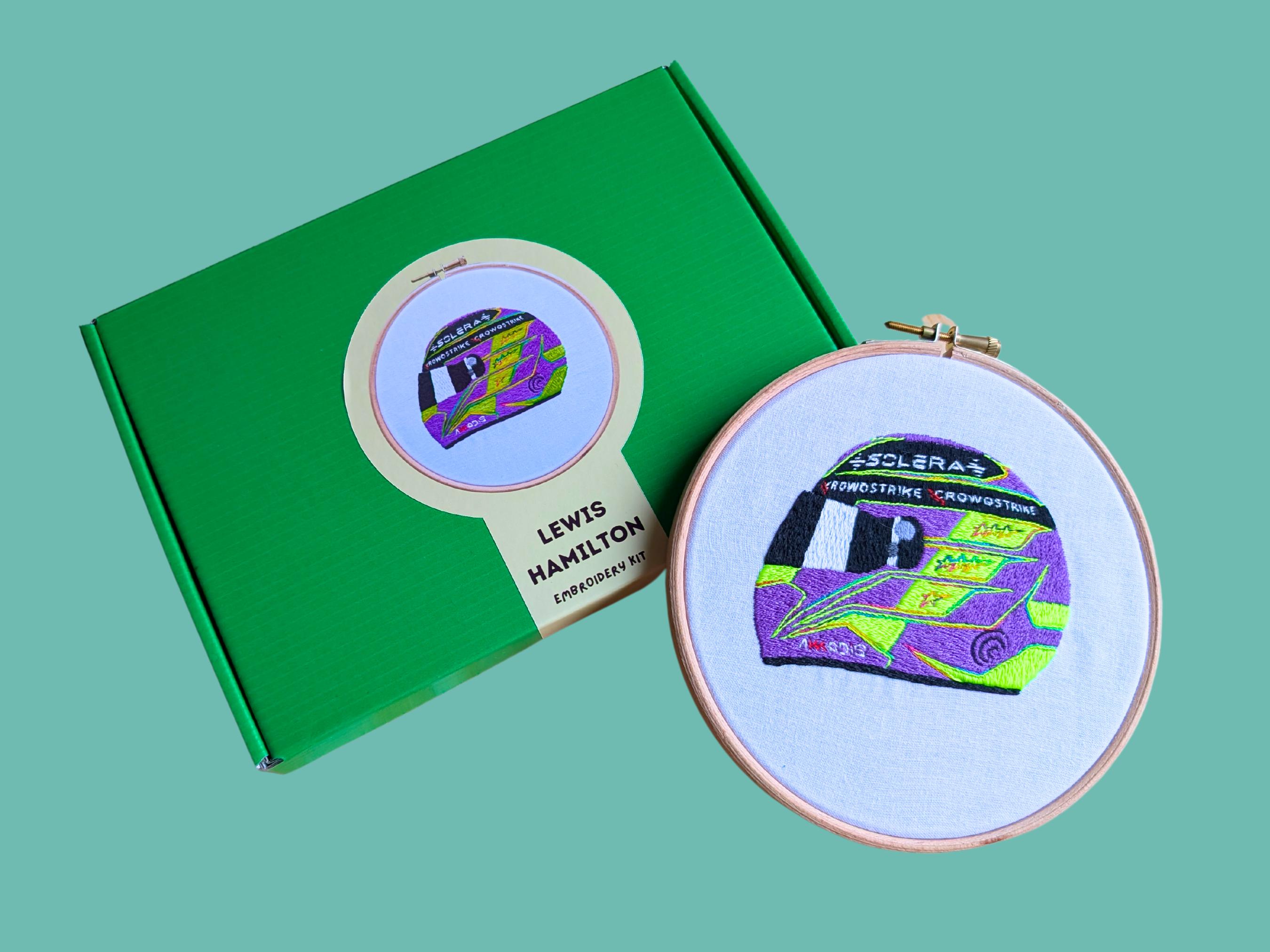 Embroidery Kit Lewis Hamilton 2024 F1 Helmet 6 Inch Hoop - Etsy