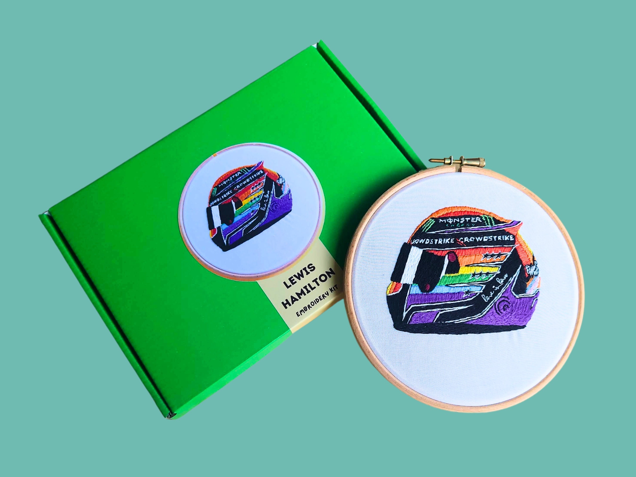 Embroidery Kit Lewis Hamilton's Qatar 2021 Pride Helmet 6 Inch Hoop - Etsy