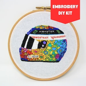 Embroidery kit Lewis Hamilton&#39;s Japan 2022 flowers helmet 6 inch hoop