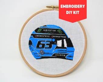 Embroidery kit George Russell 2023 helmet 6 inch hoop