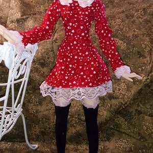 Valentine&#39;s Day dress & stocking set for 1/4 BJD doll (dress and pair of stockings only)