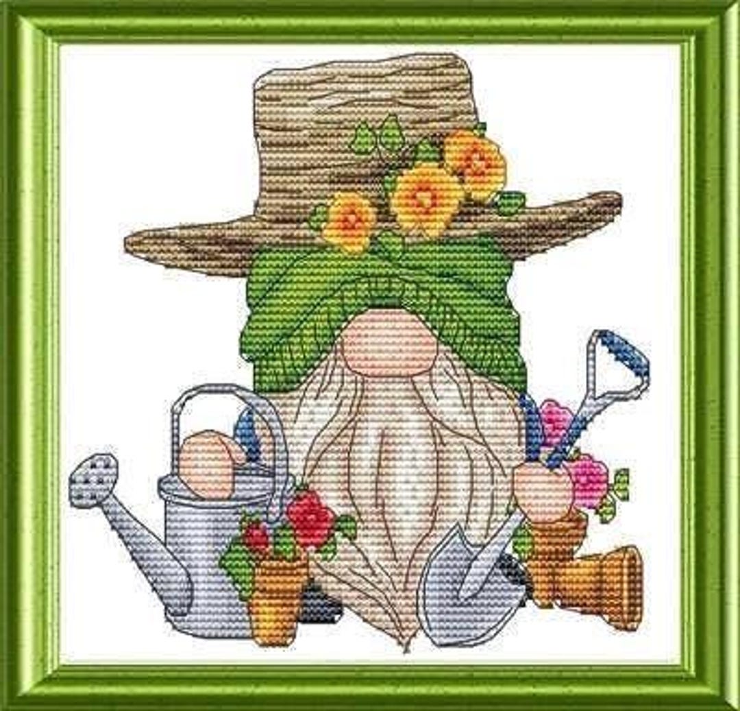 Gnome Gardener Pattern by Grille Point De Croix - Etsy