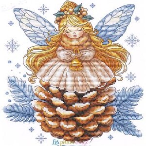 Patrón de ángel de piña de Grille point de croix