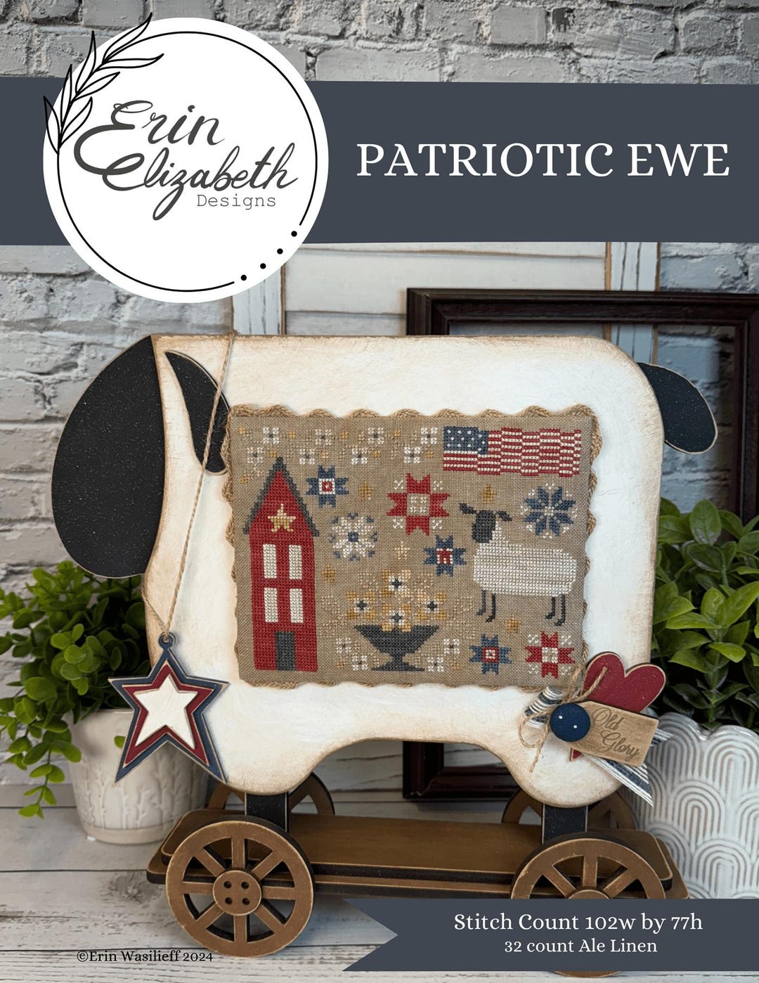 Ewe Pattern Patriotic Ewe Pattern With Dinky Dyes Silks Thread Pack by Erin ...
