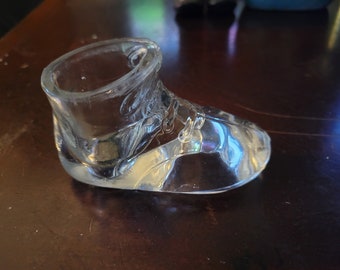 Vintage Baby Infant Glass Shoe Baby Shower Gift