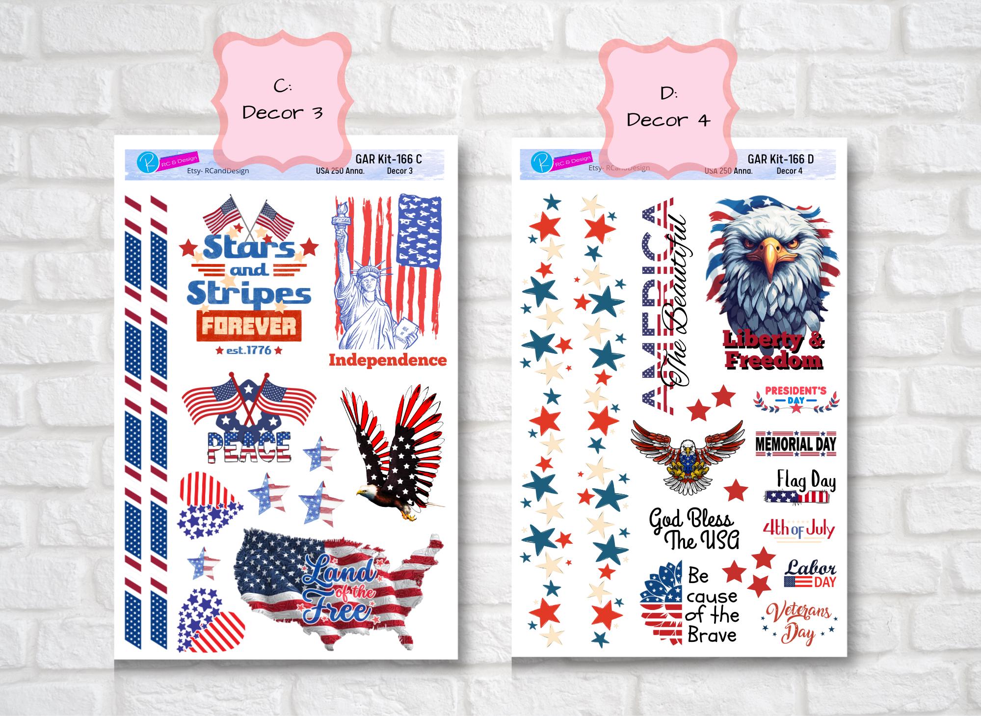 AMERICA 250 CELEBRATION STICKERS Great for Planner Layouts Calendars ...