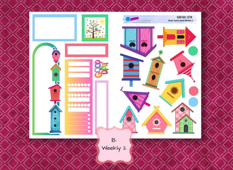 CUTE BIRD BIRDHOUSE Stickers Vertical Classic Planner Stickers Etsy