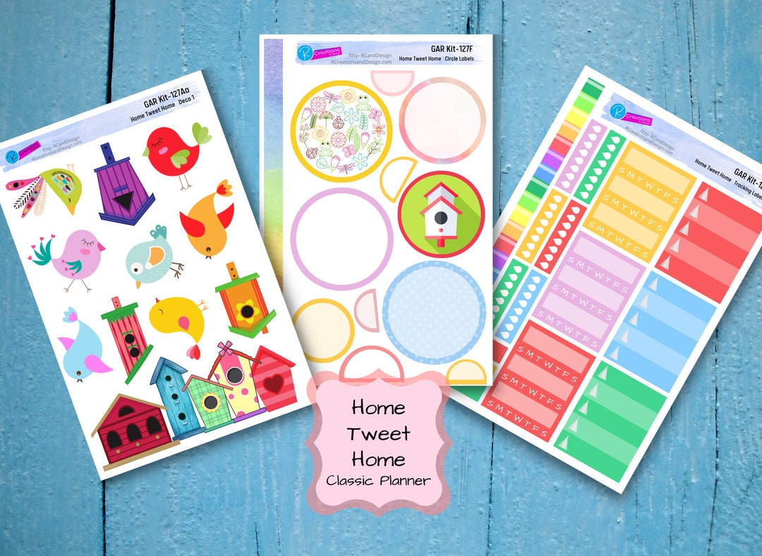 CUTE BIRD BIRDHOUSE Stickers Vertical Classic Planner Stickers Etsy