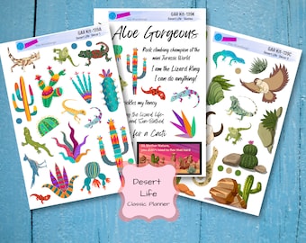 DESERT LIFE STICKERS Painted Cactus Desert Planner Layout Stickers Journaling Calendar Sticker Sheets