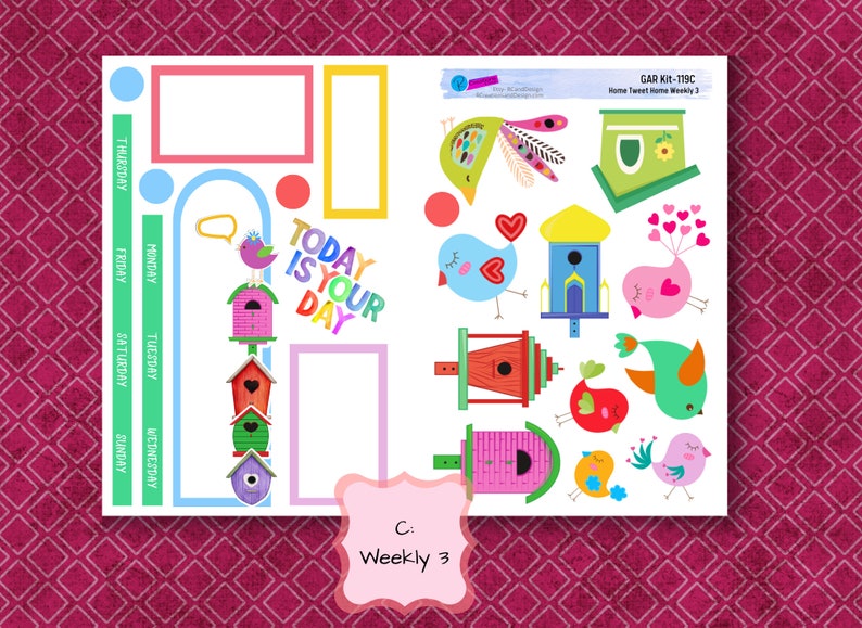 CUTE BIRD BIRDHOUSE Stickers Vertical Classic Planner Stickers Etsy