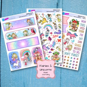 UNICORNS & FAIRY STICKERS Create Planner Calendar Journaling Layouts or just for Fun