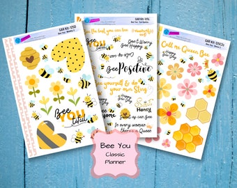 BUMBLEBEE FLORAL STICKERS Fun Bee Decor and Quotes for Planners Calendars Journals or just for Fun