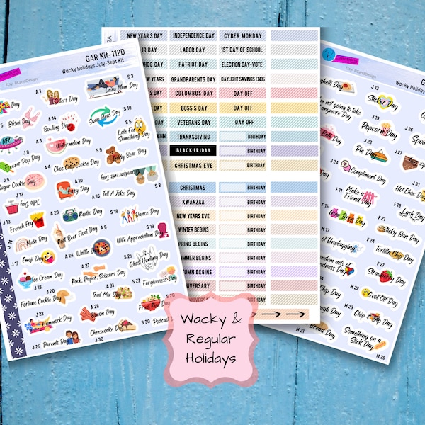 2024 WACKY HOLIDAY STICKER Crazy U.S. Celebration Stickers Silly Random Yearly Holiday Planner Journaling Stickers