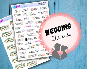 WEDDING CHECKLIST REMINDER Stickers Decorative Count Down Calendar Stickers Leading up to Your Wedding Day