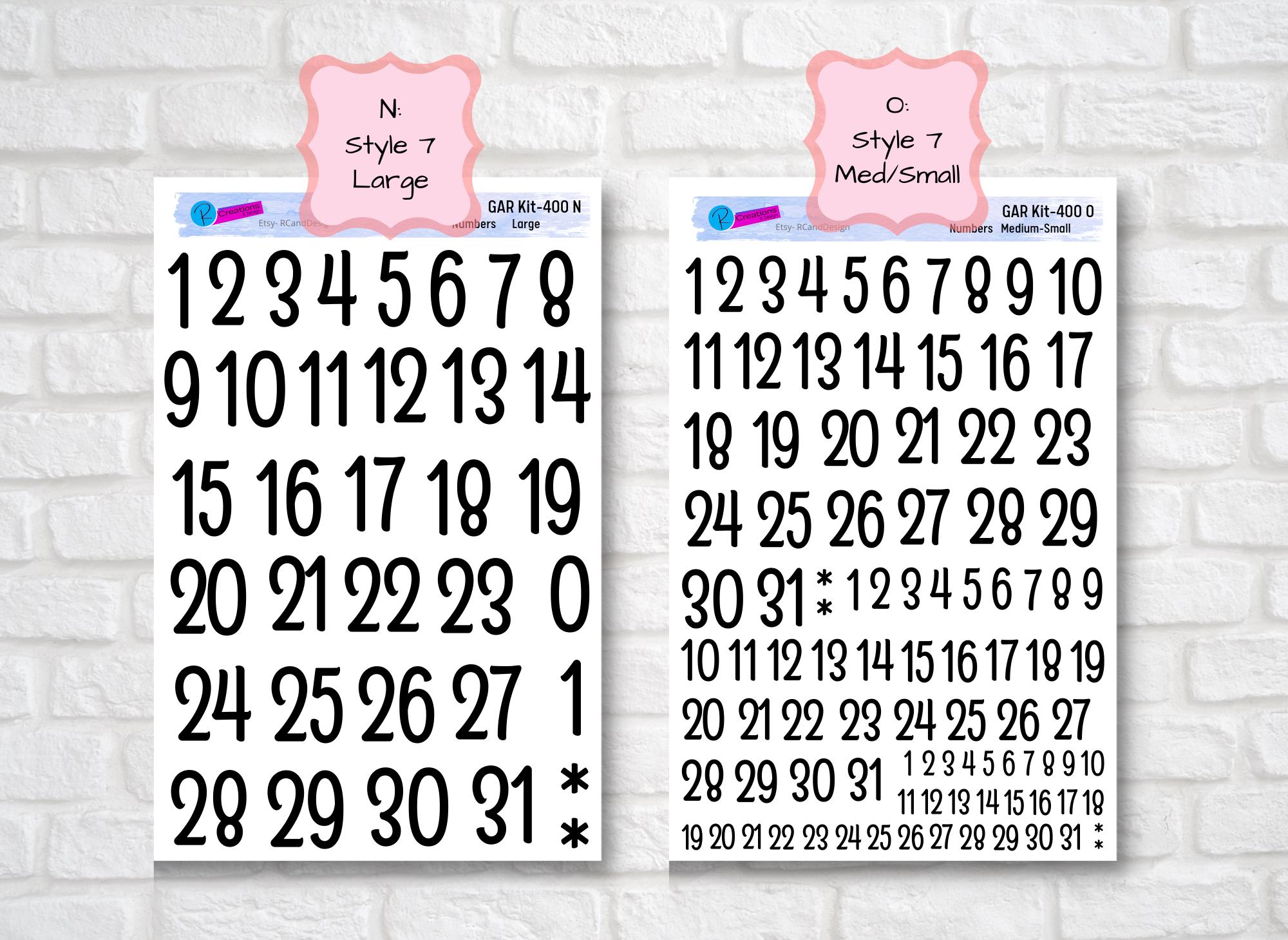 NUMBER SCRIPT STICKERS Dates for Planners Journals Scrapbook and ...