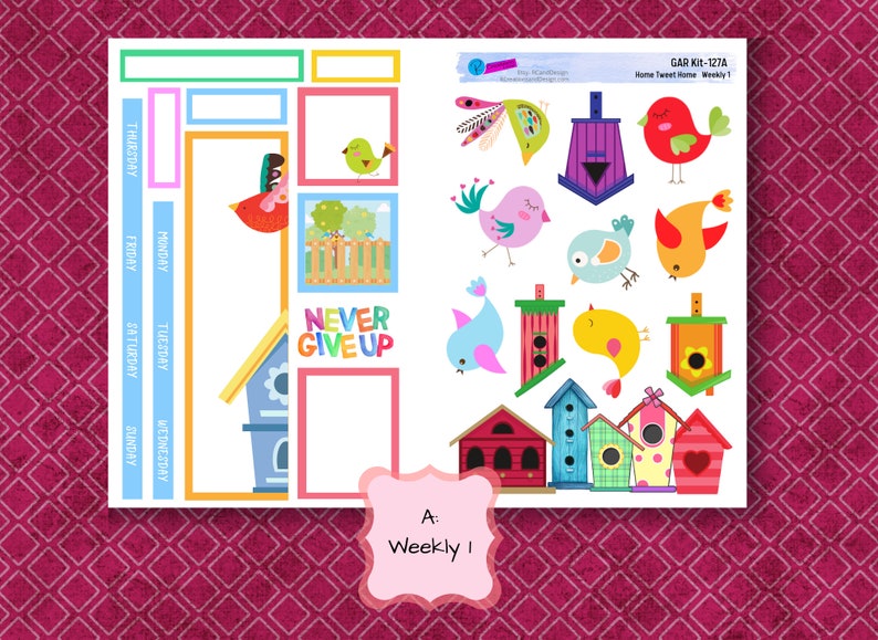 CUTE BIRD BIRDHOUSE Stickers Vertical Classic Planner Stickers Etsy
