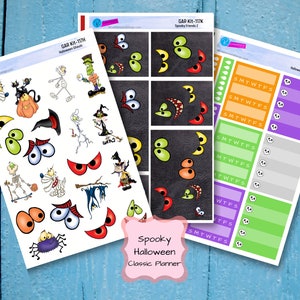 HALLOWEEN PLANNER STICKERS Spooky Monster Holiday Calendar Journaling Scrapbook Sticker Sheets