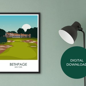 Bethpage Black Golf Course | Golf Poster | New York | Minimalist Retro Golf Travel Poster | Instant Download | Printable | Wall Art