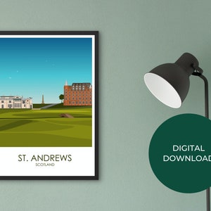 St. Andrews Golf Links | Golf Poster | Augusta, Georgia | Minimalist Retro Golf Travel Poster | Instant Download | Printable | Wall Art