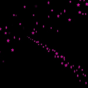 Op de afbeelding: Een zwarte achtergrond met een strooiing van roze sterren. De sterren zijn van verschillende grootte en zijn willekeurig gerangschikt.