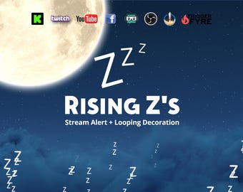 Rising Z&#39;s Stream Effect Pack - Decoration & Alert - Full Screen Animated Overlay with Transparent Background - 1920x1080 - Instant Download
