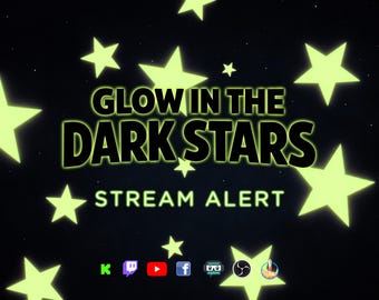 Avviso di streaming con stelle fluorescenti al buio - Sovrapposizione animata a schermo intero con sfondo trasparente - 1920x1080 - Download immediato - Effetto carino