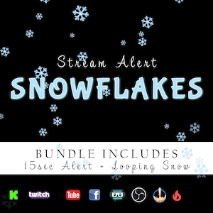 Snowflakes Stream Effect Bundle - Looping & Alert - 2 Full Screen Animated Overlays - 1920x1080 - Transparent Background - Instant Download