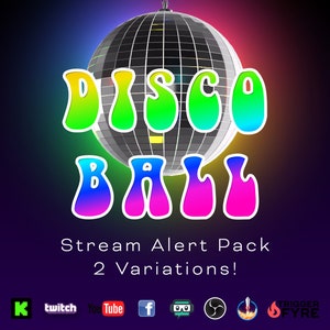 ディスコボールアニメーションストリームオーバーレイ - ダンスパーティーアラート - Twitch Youtube Kick用透明背景付きフルスクリーンアニメーション - 1920x1080