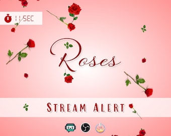 Falling Roses Alert - Full Screen Red Rose Animation - Animated Overlay with Transparent Background - Instant Download - 1920x1080 -  .WEBM