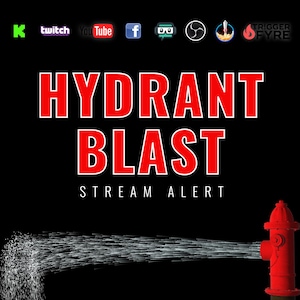 Hydrant Blast Stream Alert - Full Screen Animated Water Squirt Overlay w/ Transparent Background - 1920x1080 - Instant Download - Silly Fun