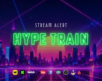 Neon Hype Train Stream Alert - Sovrapposizione animata a schermo intero con sfondo trasparente - 1920x1080 - Download immediato - Notifica luminosa