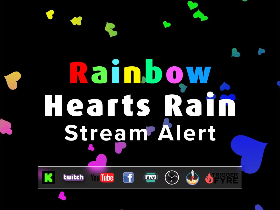 Rainbow Raining Hearts Alert - Transparent Multi-color Heart Rain
