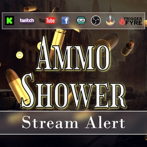 Ammo Shower Stream Alert - Animated Raining Bullets w Transparent Background - Full Screen 1920x1080 Overlay - Instant Download - Raid Alert