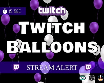 Twitch Balloons Stream Alert - Affiliate & Partner Party Fun - Animated Overlay with Transparent Background - Instant Download - 1920x1080