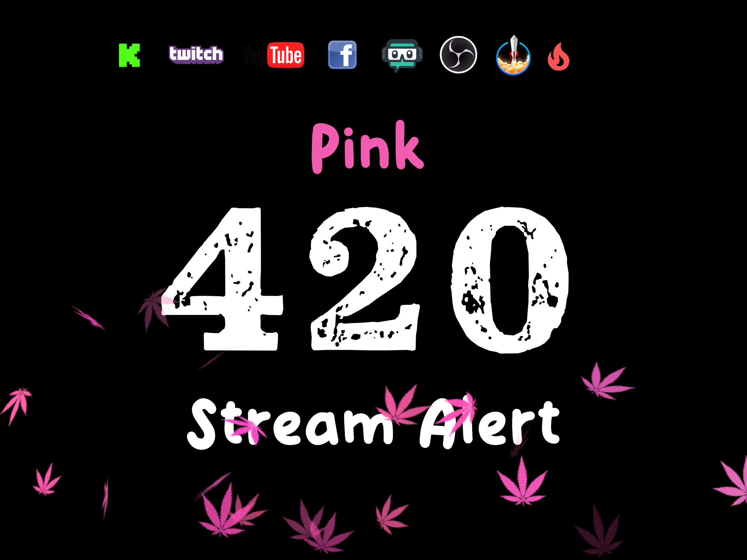 Pink 420 Stream Alert Cute Floating Weed Leaves Animated Overlay Full ...