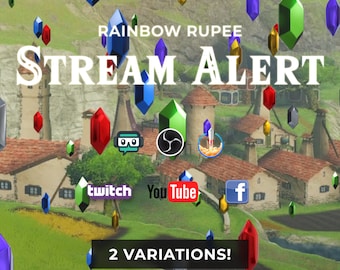Rainbow Rupee Stream Alert Pack - 2 Full Screen 1920x1080 Animated Overlays - Transparent Background - Instant Download - WEBM - Easy To Use