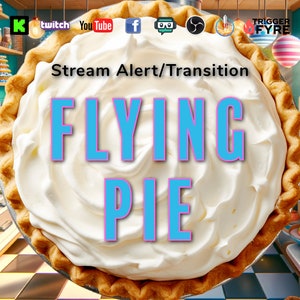 Flying Pie Stream Alert & Scene Transition Stinger - Full Screen Animated Overlay w Transparent Background - Instant Download - 1920x1080