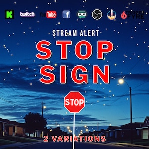 Stop Sign Stream Alert - Full Screen Animated Overlay - Transparent Background - 1920x1080 - Instant Download - Funny Community Engagement!