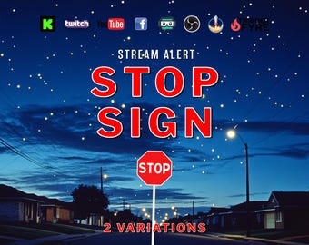 Stop Sign Stream Alert - Full Screen Animated Overlay - Transparent Background - 1920x1080 - Instant Download - Funny Community Engagement!