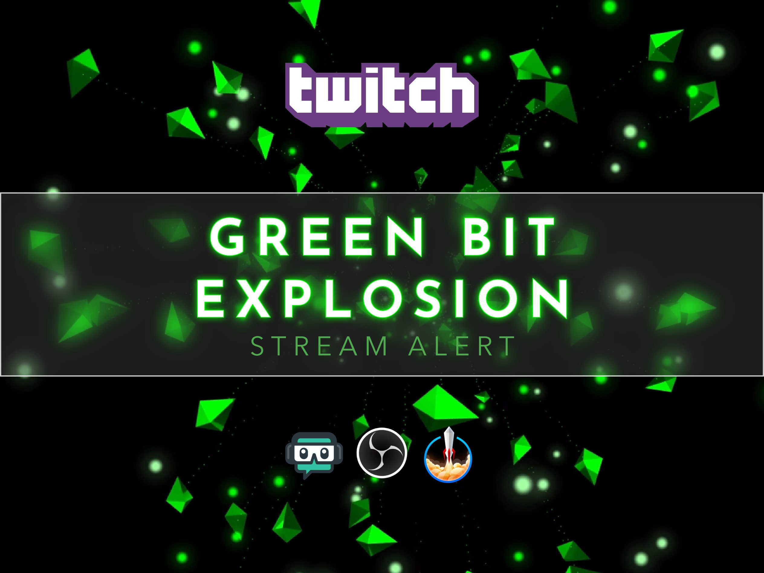 Green Bit Explosion Stream Alert - Twitch Cheer Animation - Full Screen Overlay with Transparent Background - 1920x1080 - Instant Download