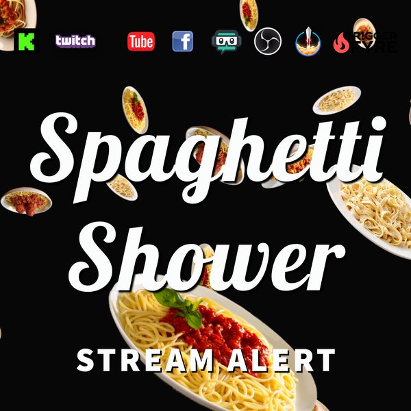 Spaghetti Shower Stream Alert - Full Screen Animated Overlay with Transparent Background - 1920x1080 - Instant Download - Delicious Effect!