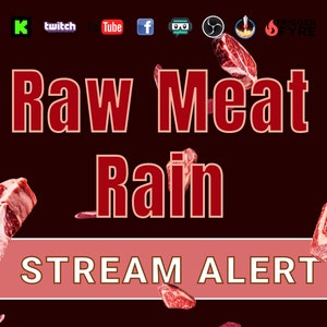 Raw Meat Rain Stream Alert - Beef Steak Shower - Full Screen Animated Overlay w/ Transparent Background - 1920x1080 - Instant Download - Yum