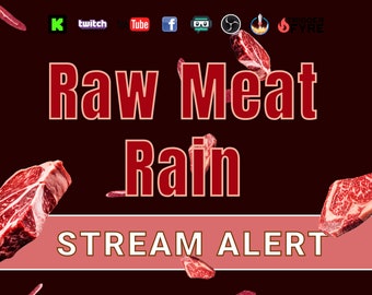 Raw Meat Rain Stream Alert - Beef Steak Shower - Full Screen Animated Overlay W/ Transparent Background - 1920x1080 - Instant Download - Yum