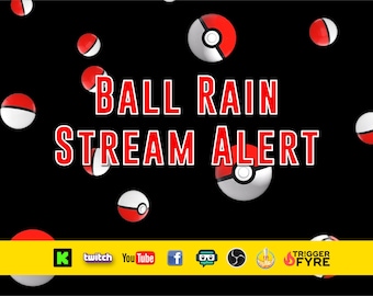 Red Ball Rain Stream Alert - Full Screen Animated Overlay with Transparent Background - 1920x1080 - Instant Download - Digital Monster Fun!