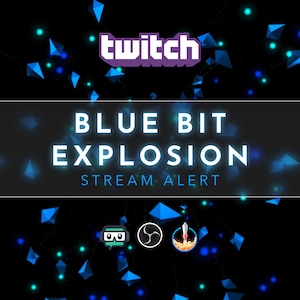 ブルービット爆発ストリームアラート - Twitch応援アニメーション - 透明な背景のフルスクリーンオーバーレイ - 1920x1080 - 即時ダウンロード