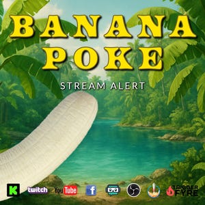 Banana Poke Stream Alert - Full Screen Animated Overlay - Transparent Background - 1920x1080 - Instant Download - Fun Channel Point Redeem