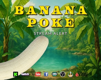 Banana Poke Stream Alert - Sovrapposizione animata a schermo intero - Sfondo trasparente - 1920x1080 - Download immediato - Riscatta punti Fun Channel