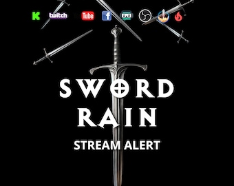 Sword Rain Stream Alert - Full Screen Animated Overlay w/ Transparent Background - 1920x1080 - Instant Download - Easy To Setup & Fun To Use