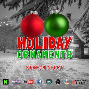 Holiday Ornaments Stream Alert - Full Screen Animated Red & Green Baubles Overlay - Transparent Background - 1920x1080 - Instant Download